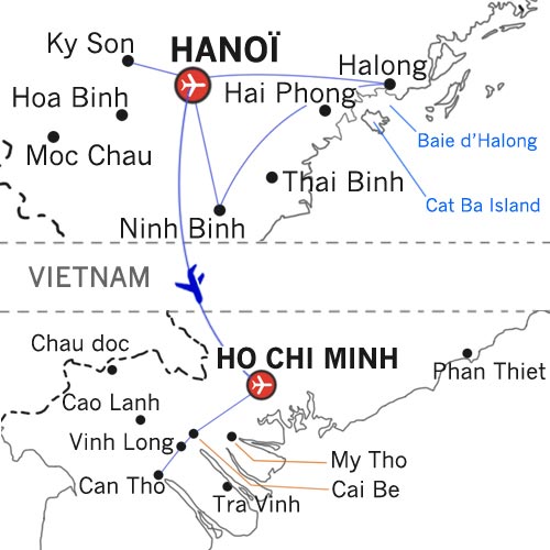 Carte du circuit Vietnam 13 jours